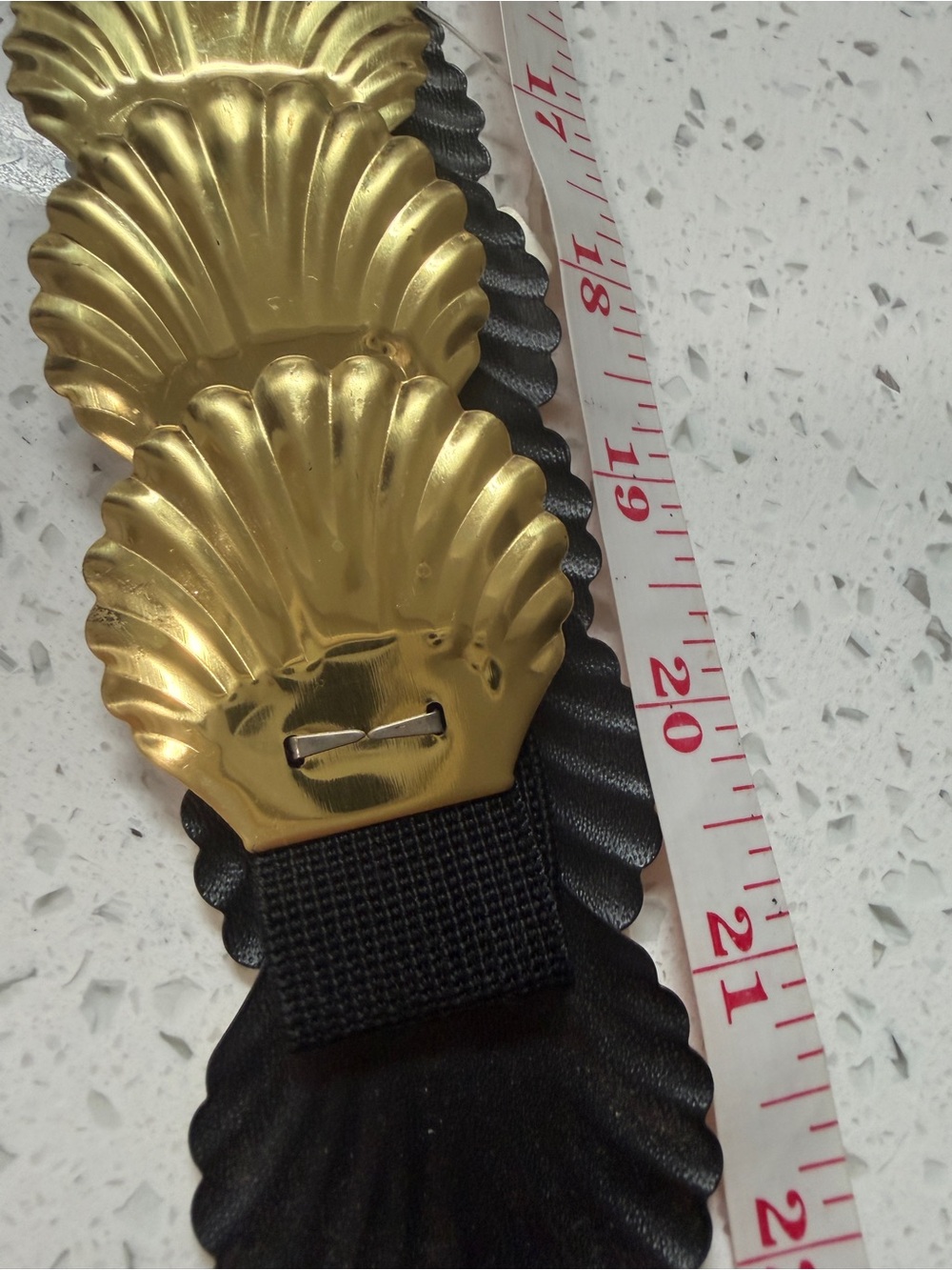 Vintage Gold Seashell Belt Concho Stretch Elastic Deadstock Coastal Boho - Picture 7 of 8